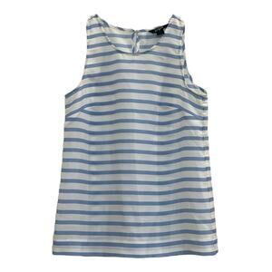 J. Crew Blue & White Striped Sleeveless Blouse 0 XS Coastal Nautical Preppy